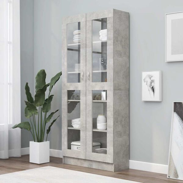 vidaXL Vitrine Cabinet Concrete Grey 82.5x30.5x185 cm Engineered Wood