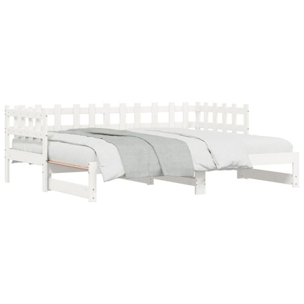 vidaXL Pull-out Day Bed without Mattress White 2x(80x200) cm Solid Wood