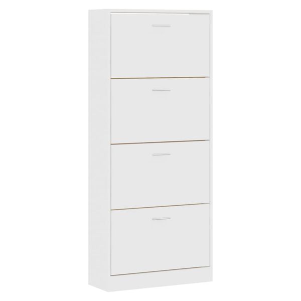 vidaXL Shoe Cabinet White 63x24x147 cm Engineered Wood