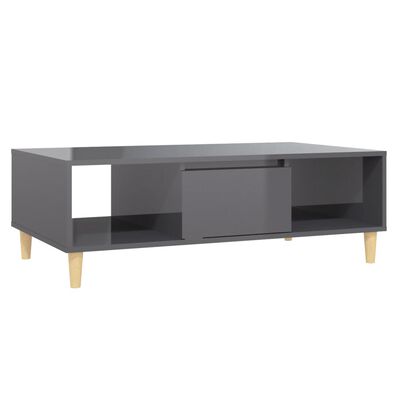 vidaXL Coffee Table High Gloss Grey 103.5x60x35 cm Engineered Wood