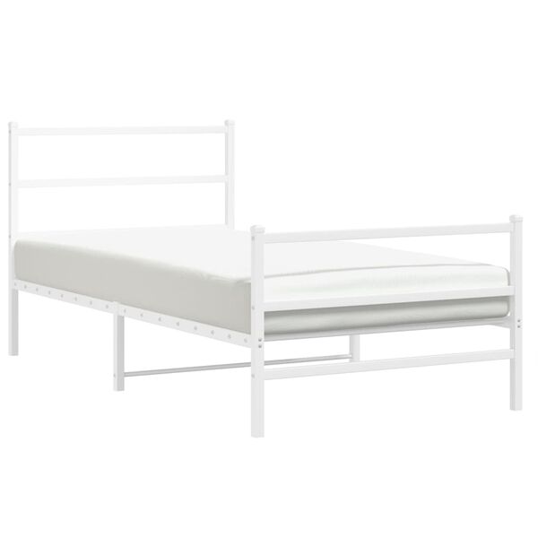 vidaXL Metal Bed Frame without Mattress with Footboard&nbsp;White 107x203cm