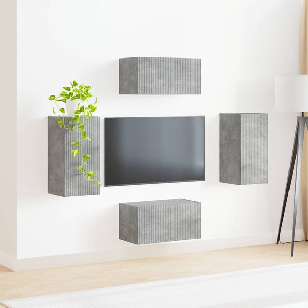 vidaXL TV Cabinet Set 4 pcs Concrete Grey Engineered Wood