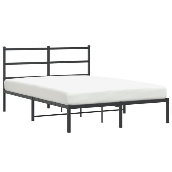 vidaXL Metal Bed Frame without Mattress with Headboard Black 140x200cm