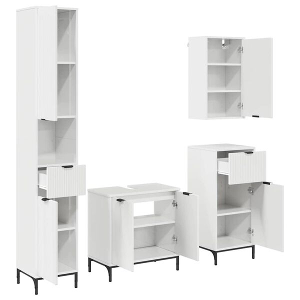 vidaXL Bathroom Furniture Set High Gloss White Engineered wood, Metal