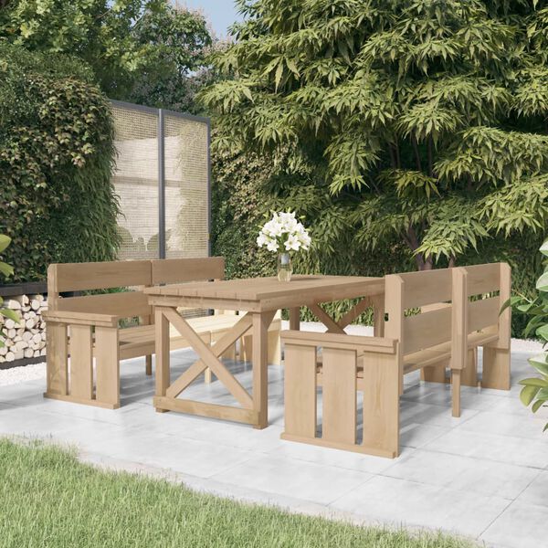 vidaXL 3 Piece Garden Dining Set Impregnated Solid Wood Pine