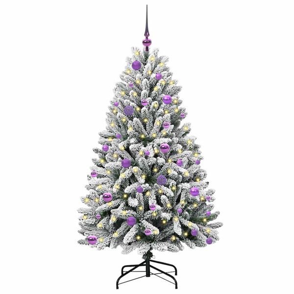 vidaXL Artificial Christmas Tree Green and White 150 cm PVC and Metal
