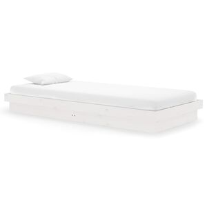 vidaXL Bed Frame without Mattress White Solid Wood 90x200 cm
