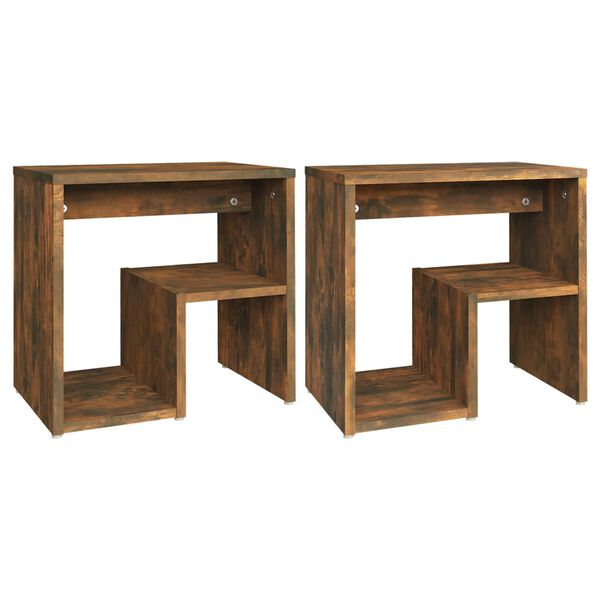 vidaXL Bed Cabinets 2 pcs Smoked Oak 40x30x40 cm Engineered Wood