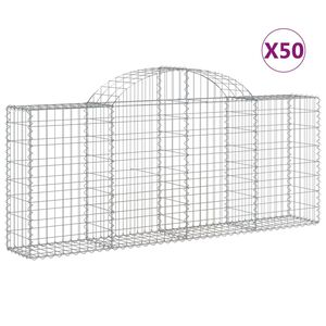 vidaXL Arched Gabion Baskets 50 pcs 200x30x80/100 cm Galvanised Iron
