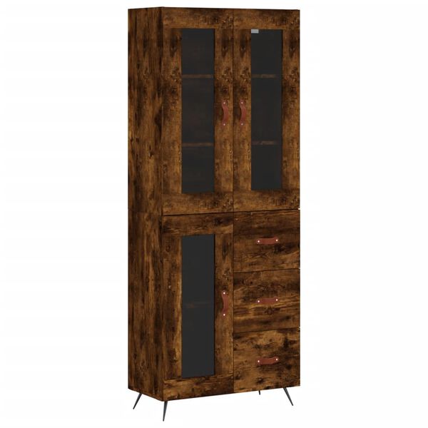 vidaXL Highboard Smoked Oak 69.5x34x180 cm Engineered Wood