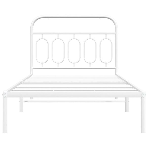 vidaXL Metal Bed Frame without Mattress with Headboard White 107x203cm