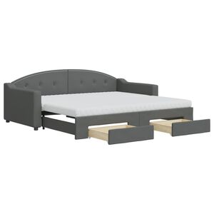 vidaXL Daybed with Trundle and Drawers Light Grey 90x190 cm Fabric