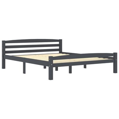 vidaXL Bed Frame Dark Grey Solid Pinewood 160x200 cm