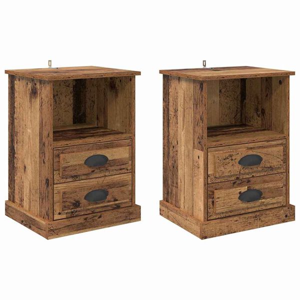 vidaXL Bedside Cabinet 2 pcs Old Wood 36 x 43 x 60 cm Engineered Wood