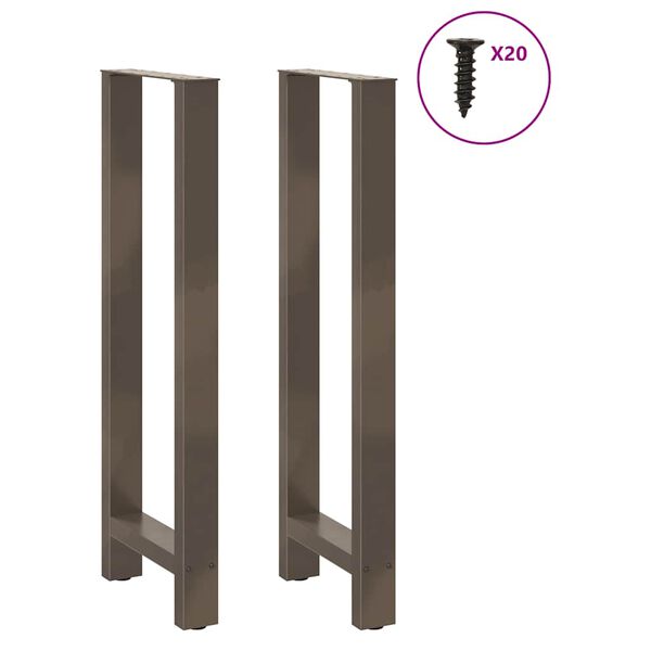 vidaXL Bar Table Legs Natural Steel 2 pcs 40x(110-111) cm Steel