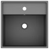 vidaXL Luxury Basin Overflow Square Matt Dark Grey 41x41 cm Ceramic