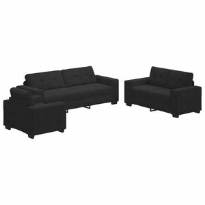 vidaXL Sofa 3 pcs Black Velvet