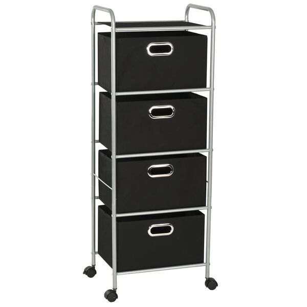 vidaXL Shelving Unit with 4 Storage Boxes Steel and Non-woven Fabric