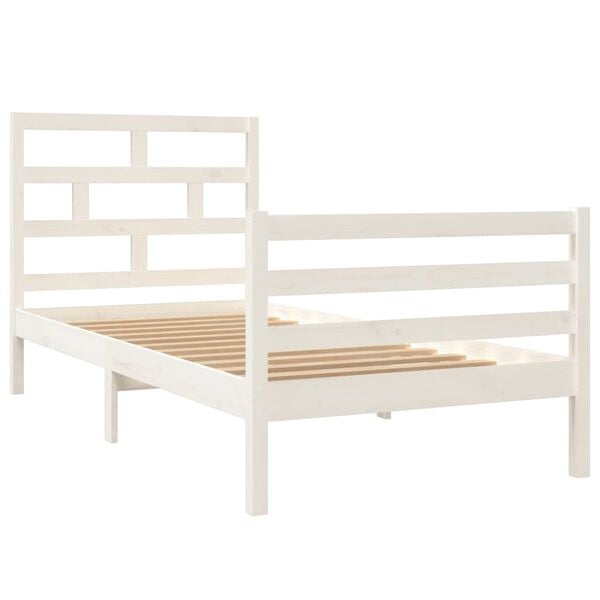 vidaXL Bed Frame without Mattress White Solid Wood 90x200 cm (810416+814175)