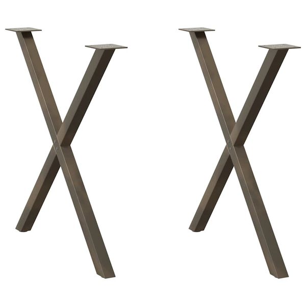 vidaXL Dining Table Legs X-Shaped 2 pcs Natural Steel 70x(72-73) cm Steel