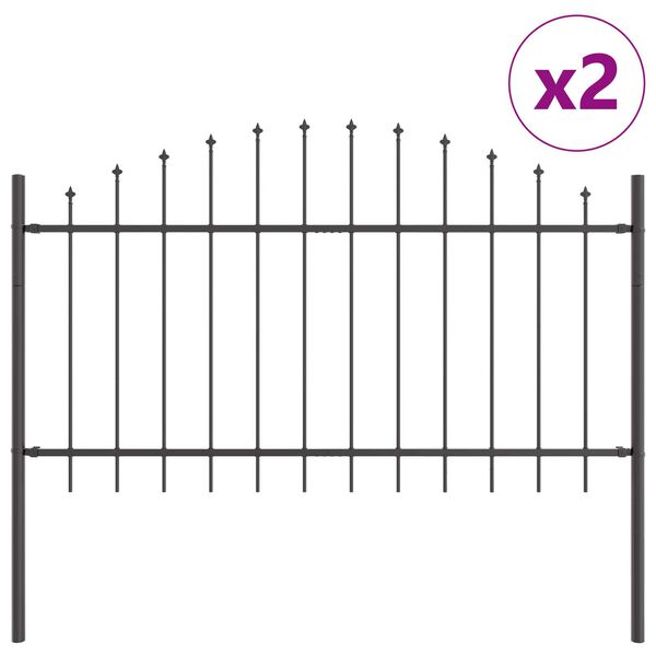 vidaXL Garden Fence 2 pcs Grey 170 x 140 cm Powder-Coated Steel