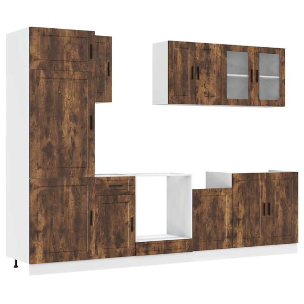 vidaXL 8 Piece Kitchen Cabinet Set Porto Smoked Oak Engineered Wood