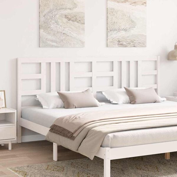 vidaXL Bed Headboard White 206x4x100 cm Solid Wood Pine