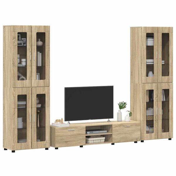 vidaXL TV Cabinet Set with Drawer FLORIN Sonoma Oak Engineered Wood