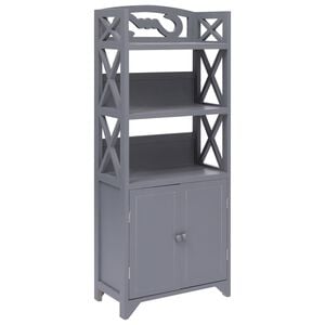 vidaXL Bathroom Cabinet | Grey | Paulownia wood and MDF | Medium