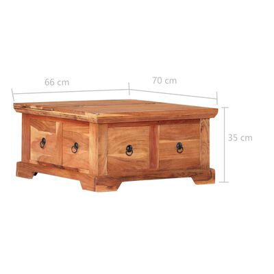 vidaXL Coffee Table 66x70x35 cm Solid Acacia Wood
