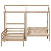 vidaXL Bed and Bench Set with Roof without Mattress 75x190 cm Small Single