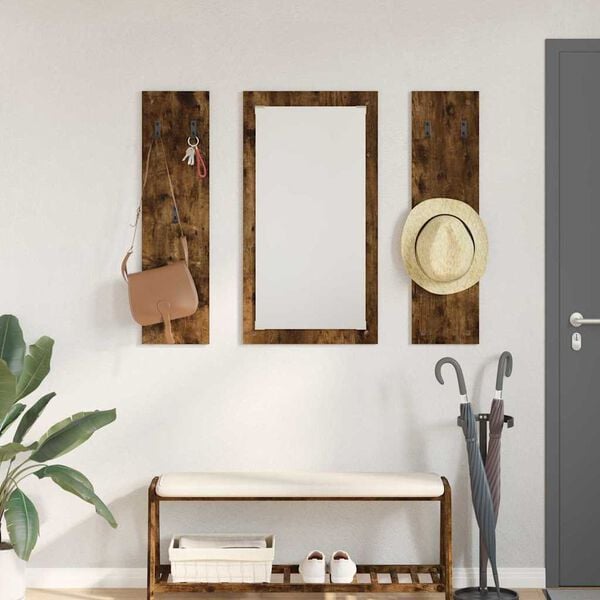 vidaXL Wall-Mounted Coat Rack Wall-mounted Smoked Oak 96 x 1.5 x 90 cm