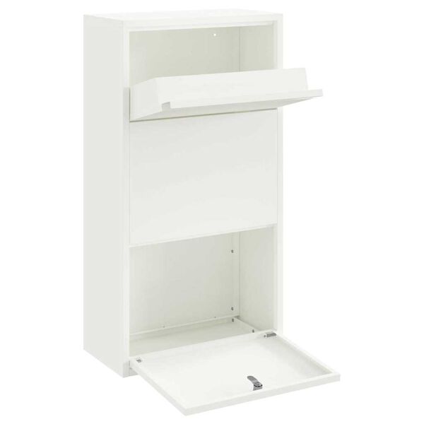 vidaXL Parcel Drop Box with Storage White 44 x 22 x 82 cm Steel