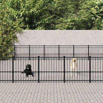 vidaXL Outdoor Dog Kennel Steel 52.69 m²