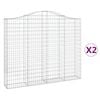 vidaXL Arched Gabion Baskets 2 pcs 200x30x160/180 cm Galvanised Iron