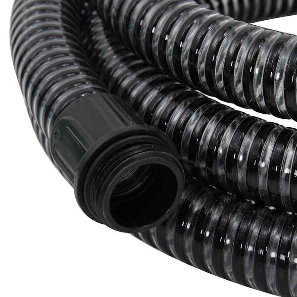 vidaXL Suction Hose with Brass Connectors Black 1.1" 15 m PVC