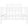 vidaXL Metal Bed Frame without Mattress with Footboard White 90x200cm