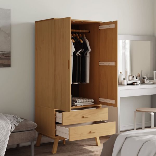 vidaXL Wardrobe OLDEN Brown 76.5x53x172 cm Solid Wood Pine