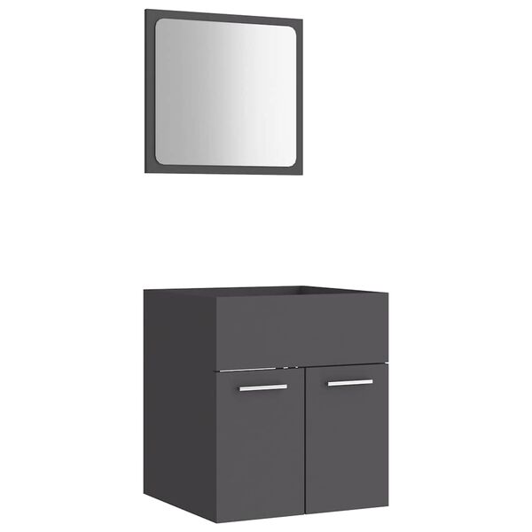vidaXL 2 Piece Bathroom Furniture Set Grey Engineered Wood