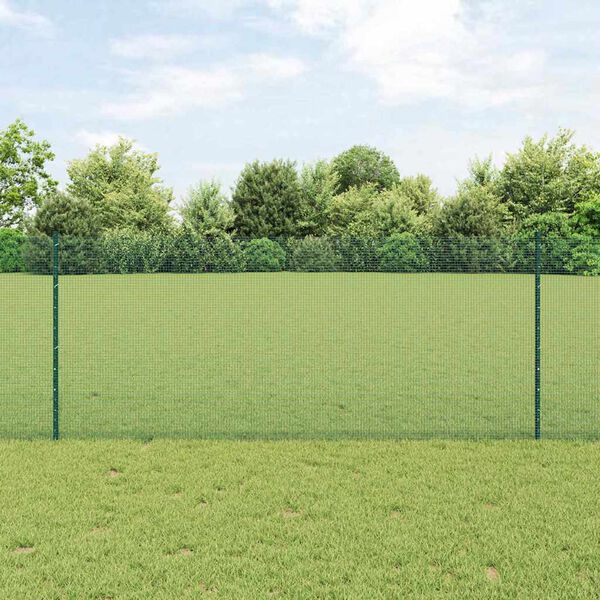 vidaXL Fence with Post Green 1 x 50 m Steel and PVC