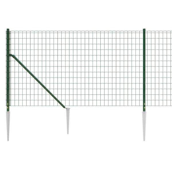 vidaXL Wire Mesh Fence with Spike Anchors Green 0.8x10 m
