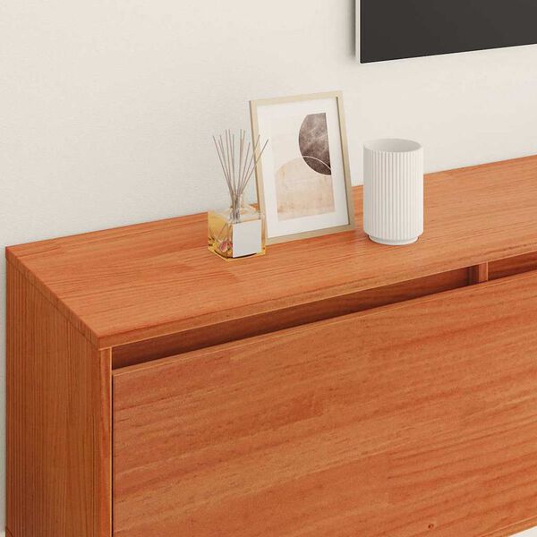 vidaXL Wall Cabinet with Shelf Wall-mounted Wax Brown Solid Pine Wood