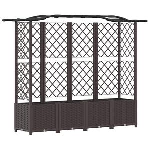 vidaXL Raised Bed with Trellis and Roof Brown 204 x 40 x 141 cm PP