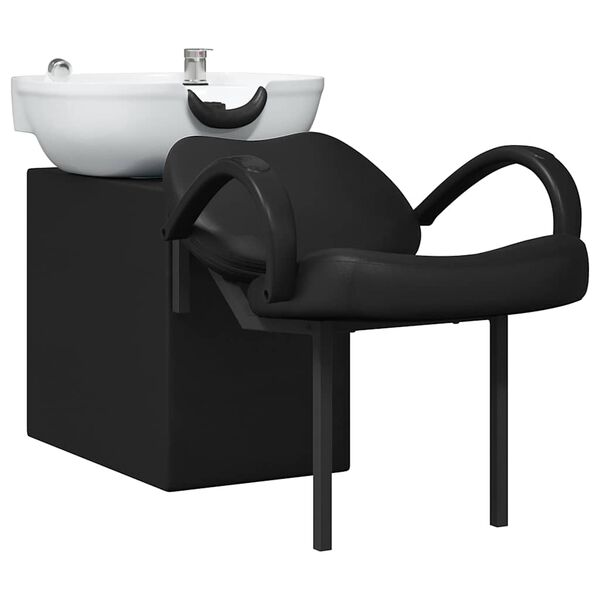 vidaXL Shampoo Chair Manual Black and White 63 x 141 x 92 cm PVC