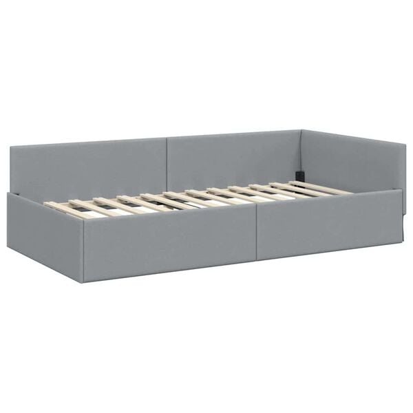 vidaXL Corner Bed Frame Light Grey 80 cm x 200 cm Velvet