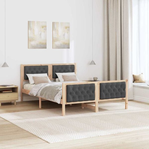 vidaXL Bed Frame with Headboard Dark Grey 150 x 200 cm Solid Pine Wood