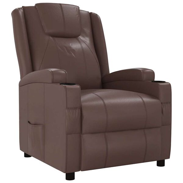 vidaXL Recliner Chair Brown Faux Leather