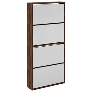 vidaXL Shoe Cabinet with Mirror 4-Layer Brown Oak 63x17x134 cm