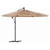 vidaXL Garden Parasol with with LEDs and Steel Pole Brown 269x269x235 cm