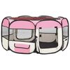 vidaXL Foldable Dog Playpen with Carrying Bag Pink 145x145x61 cm